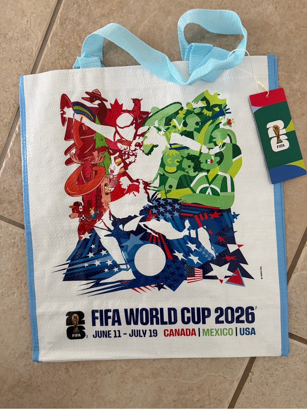 FIFA World Cup 2026 Reusable Tote Bag Canada Mexico USA Official Licensed NWT